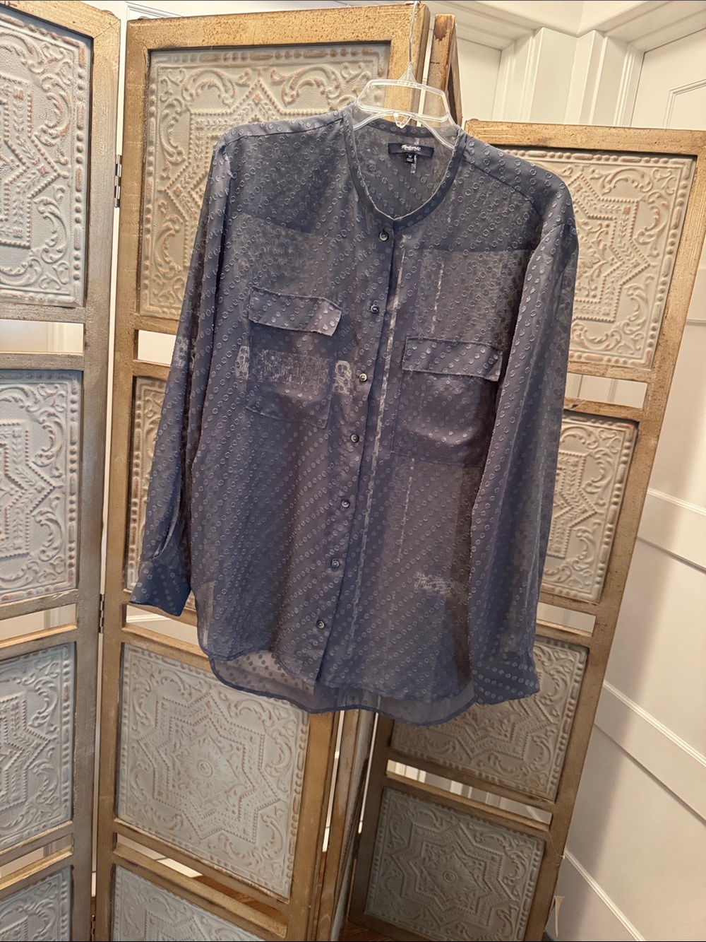Madewell gray Sheer Long-Sleeve Button-Down Shirt